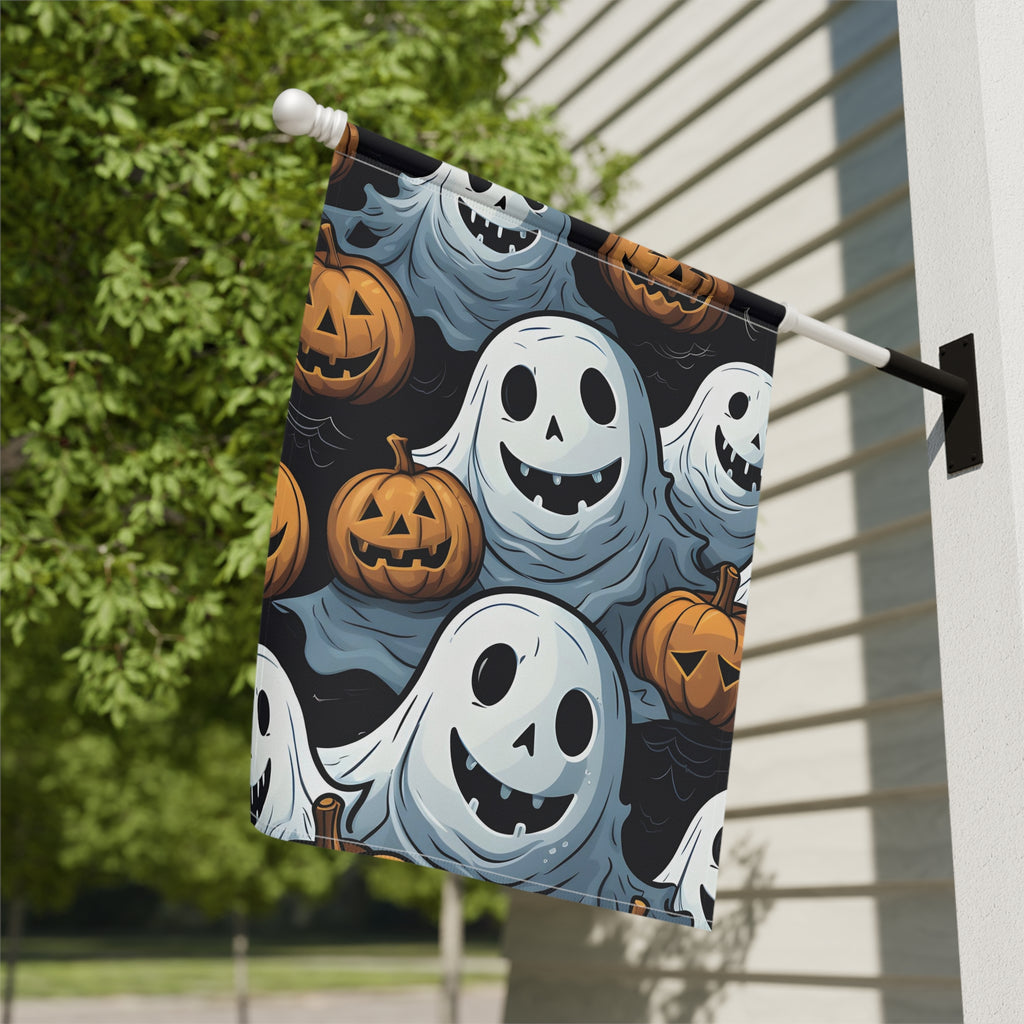 Garden & House Banner / Flag with Ghoulish Ghostbusters and Pumpkins Design for Halloween, view 10