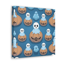 DistinctInk Canvas Wall Art with Ghost Skeleton Pumpkin Pattern for Halloween