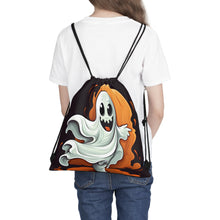 DistinctInk Drawstring Bag / Backpack with Silly Specter Sprites Design for Halloween