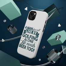 DistinctInk ToughCase for Apple iPhone, Compatible with MagSafe Charging - Live By Golfing Alone Need Beer Too