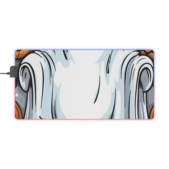 DistinctInk LED Gaming Mouse Pad with Skeletal Ghostly Pumpkins Design for Halloween