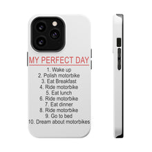 DistinctInk ToughCase for Apple iPhone, Compatible with MagSafe Charging - My Perfect Day - Motorbike Motorcycle