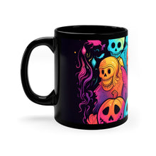 DistinctInk Black Coffee Mug - The Joy of Connecting for Halloween LGBTQ+ Pride