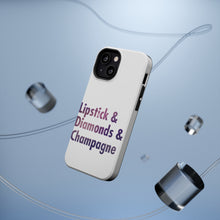 DistinctInk ToughCase for Apple iPhone, Compatible with MagSafe Charging - Lipstick & Diamonds & Champagne