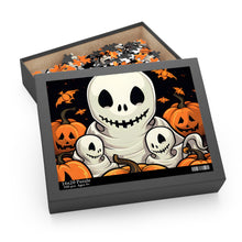 DistinctInk Jigsaw Puzzle with Ghost Skeleton Pumpkin Pattern Design for Halloween