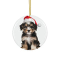 Hanging Ceramic Christmas Tree Ornament with Gold String - Löwchen Puppy Design
