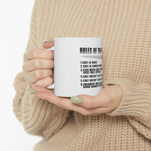 DistinctInk Glossy White Coffee / Tea Mug - Rules of the Kitchen - Chef Is Right