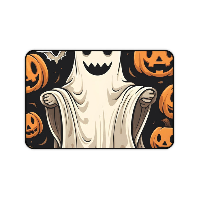 DistinctInk Desk Mat with Ghastly Skeletal Pumpkin Patch Design for Halloween