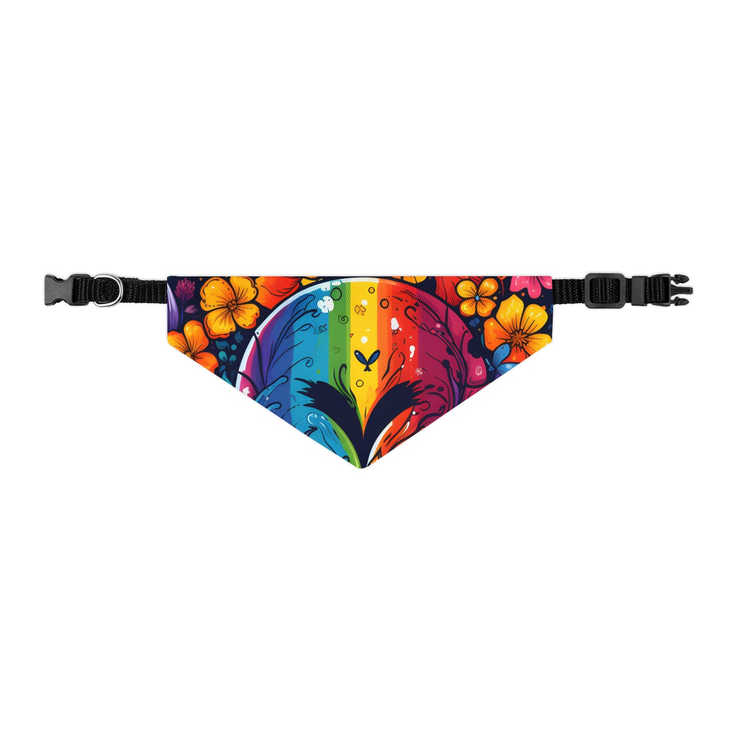 DistinctInk Adjustable Pet Banana Collar with A World of Possibilities Design for LGBTQ+ Pride