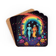 DistinctInk (Set of 4) Corkwood Coasters with The Enduring Beauty of WritingDesign for Halloween LGBTQ+ Pride