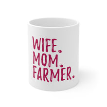 DistinctInk Glossy White Coffee / Tea Mug - Wife. Mom. Farmer.