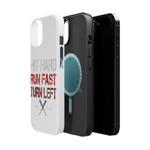 DistinctInk ToughCase for Apple iPhone, Compatible with MagSafe Charging - Hit Hard Run Fast Turn Left Baseball