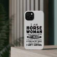 DistinctInk ToughCase for Apple iPhone, Compatible with MagSafe Charging - I Am A Horse Woman - Can't Control