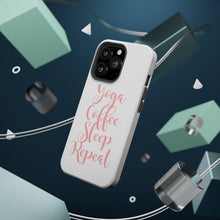 DistinctInk ToughCase for Apple iPhone, Compatible with MagSafe Charging - Yoga Coffee Sleep Repeat