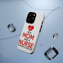 DistinctInk ToughCase for Apple iPhone, Compatible with MagSafe Charging - Mom and a Nurse Nothing Scares Me