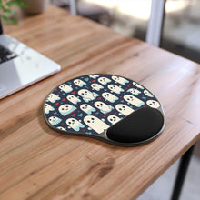 DistinctInk Mouse Pad with Wrist Rest  with Skelephants and Ghostly Ghouls Design for Halloween
