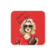 DistinctInk (Set of 4) Corkwood Coasters with What Time Is Taylor's Game? design