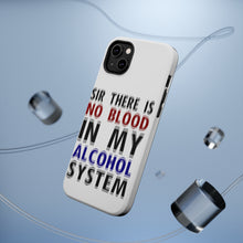 DistinctInk ToughCase for Apple iPhone, Compatible with MagSafe Charging - Sir There is Blood in My Alcohol System