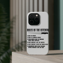 DistinctInk ToughCase for Apple iPhone, Compatible with MagSafe Charging - Rules of the Kitchen - Chef Is Right