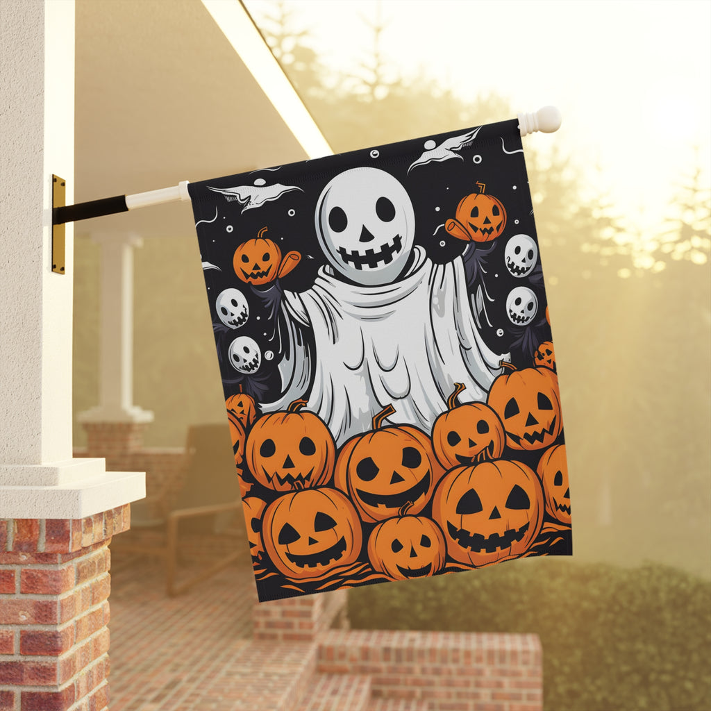 Garden & House Banner / Flag with Ghost Skeleton Pumpkins Design for Halloween, view 9