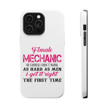 DistinctInk ToughCase for Apple iPhone, Compatible with MagSafe Charging - Female Mechanic Get It Right the First Time