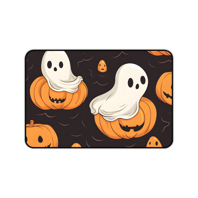 DistinctInk Desk Mat with Haunted Skeleton Pumpkin Patch Design for Halloween