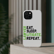 DistinctInk ToughCase for Apple iPhone, Compatible with MagSafe Charging - Lawyer Eat Sleep Litigate Repeat