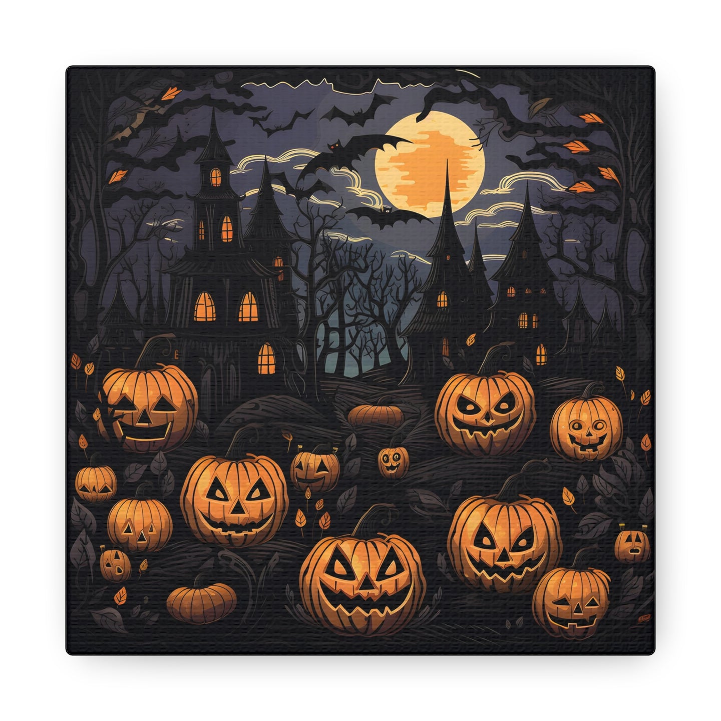DistinctInk Canvas Wall Art with Spooky All Hallows' Eve for Halloween