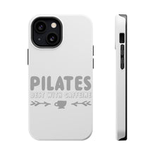 DistinctInk ToughCase for Apple iPhone, Compatible with MagSafe Charging - Pilates Best With Caffeine