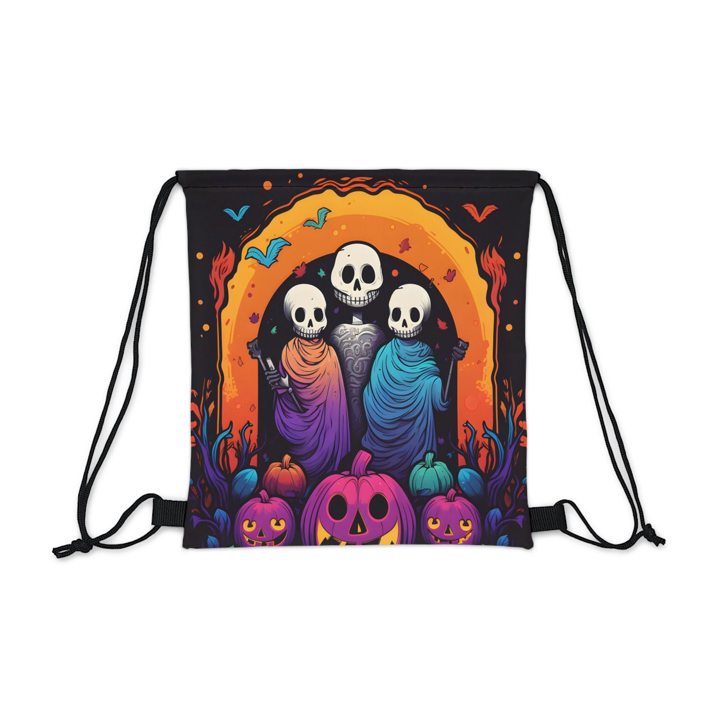 DistinctInk Drawstring Bag Backpack with The Paths We Choose Design for Halloween  LGBTQ+ Pride