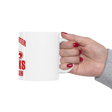 DistinctInk Glossy White Coffee / Tea Mug - Firefighter Chicks Kick ASH