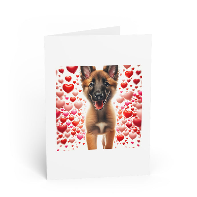 DistinctInk Greeting Card / Note Card - Valentine's Day Belgian Laekenoi Puppy