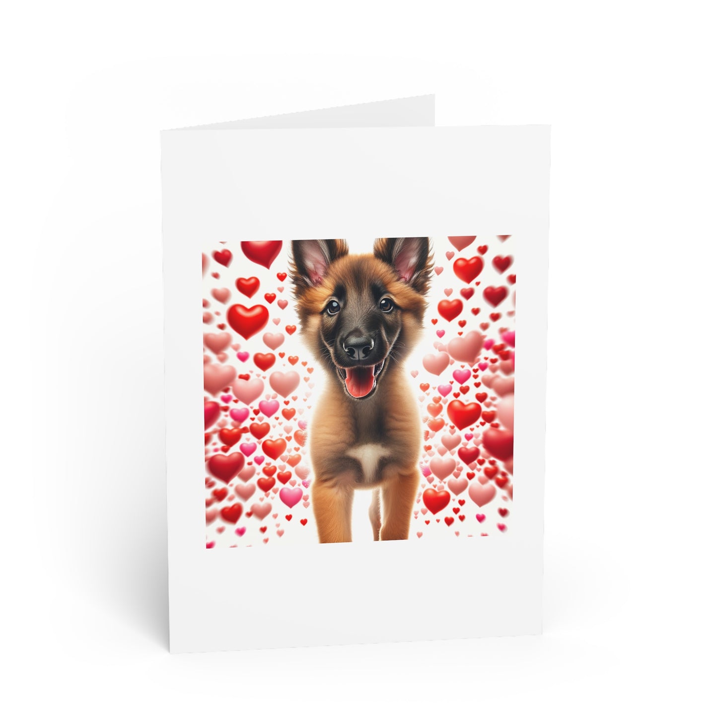 DistinctInk Greeting Card / Note Card - Valentine's Day Belgian Laekenoi Puppy