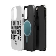 DistinctInk ToughCase for Apple iPhone, Compatible with MagSafe Charging - I Am The Only Player Who Can Beat Me Tennis