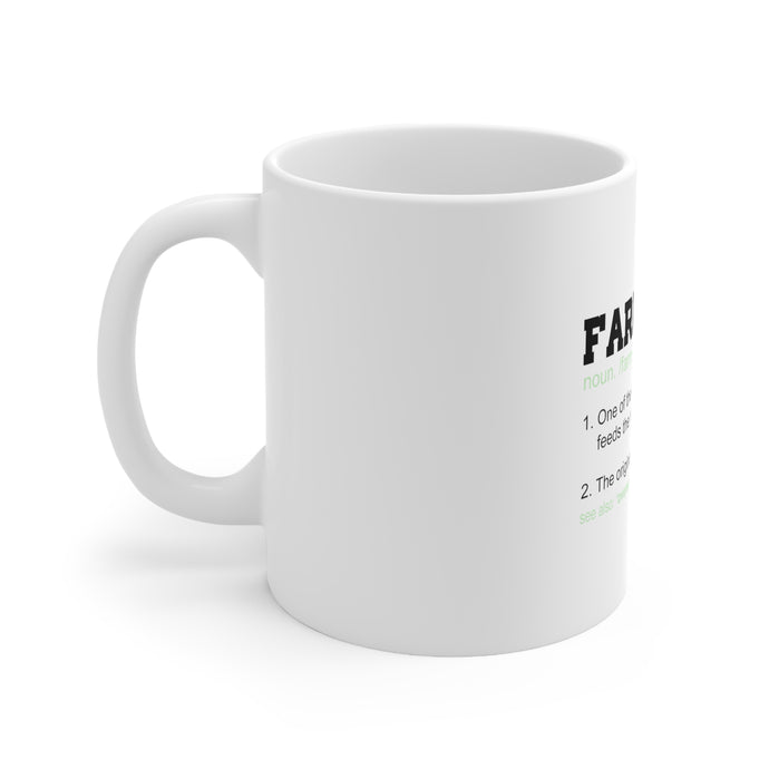 DistinctInk Glossy White Coffee / Tea Mug - Farmer Definition - Few Who Feeds Many