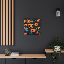 DistinctInk Canvas Wall Art with Nightly Fright of Bats and Ghouls for Halloween