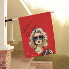 DistinctInk Garden & House Banner Flag with What Time Is Taylor's Game? design