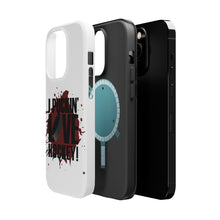 DistinctInk ToughCase for Apple iPhone, Compatible with MagSafe Charging - I Puckin' Love Hockey
