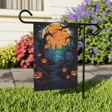 DistinctInk Garden & House Banner / Flag with Haunted Evening Nightmare Design for Halloween