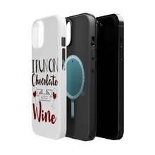 DistinctInk ToughCase for Apple iPhone, Compatible with MagSafe Charging - I Run on Chocolate and Wine