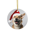 Hanging Ceramic Christmas Tree Ornament with Gold String - Canaan Dog Design