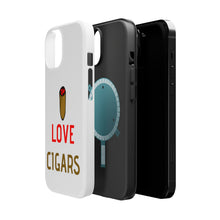 DistinctInk ToughCase for Apple iPhone, Compatible with MagSafe Charging - I Love Cigars