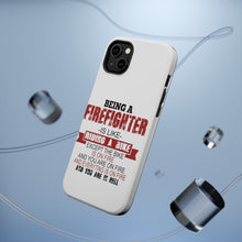 DistinctInk ToughCase for Apple iPhone, Compatible with MagSafe Charging - Being a Firefighter is Like Riding A Bike On Fire