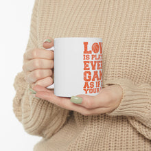 DistinctInk Glossy White Coffee / Tea Mug - Love is Playing Every Game As If It's Your Last