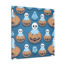 DistinctInk Canvas Wall Art with Ghost Skeleton Pumpkin Pattern for Halloween