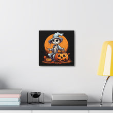 DistinctInk Canvas Wall Art with Haunted Jack-O'-Skeleton for Halloween