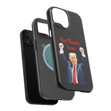 Dual Layer Tough Case for Apple iPhone, Compatible with MagSafe - Trump ‘You Missed, Loser’ Design & Black Background