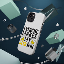 DistinctInk ToughCase for Apple iPhone, Compatible with MagSafe Charging - Exercise Makes My Beer Spill