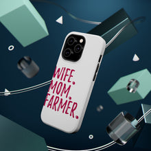 DistinctInk ToughCase for Apple iPhone, Compatible with MagSafe Charging - Wife. Mom. Farmer.