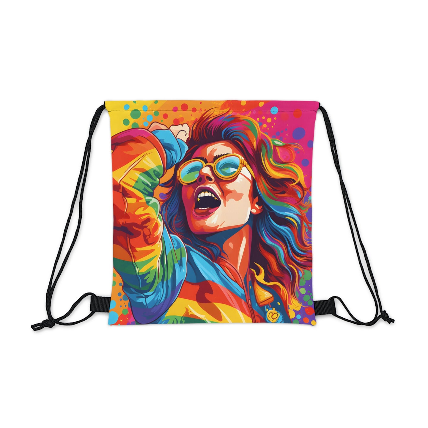 DistinctInk Drawstring Bag Backpack with Addictive Adventure Story Design for LGBTQ+ Pride